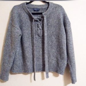 Zara Lace Up Wool Oversized Sweater